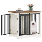 Hzuaneri dog crate end table with barn door, space-saving design for small dogs