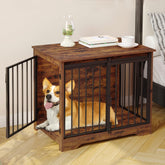 Hzuaneri dog crate furniture with barn door closed for space saving