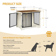 Hzuaneri dog crate furniture with barn door, open view, easy access for your pet.