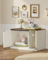 Hzuaneri hidden-litter-box-cabinet-inside reveals soft carpet to minimize litter scatter