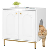 Hzuaneri cat litter box enclosure front view shows discreet furniture and tidy floors.