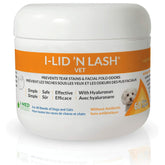 I-LID N LASH Vet dog eye wipes tub front for tear stain prevention and daily care.