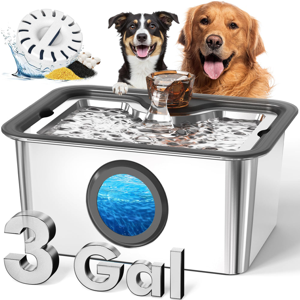 IAD 3-Gallon Large Dog Water Fountain front view highlights generous capacity for multi-pet homes.