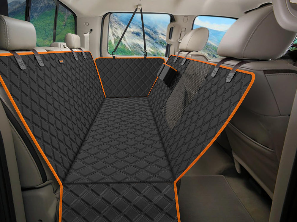 iBuddy XXL dog seat cover with mesh window keeps your dog cool on long trips.