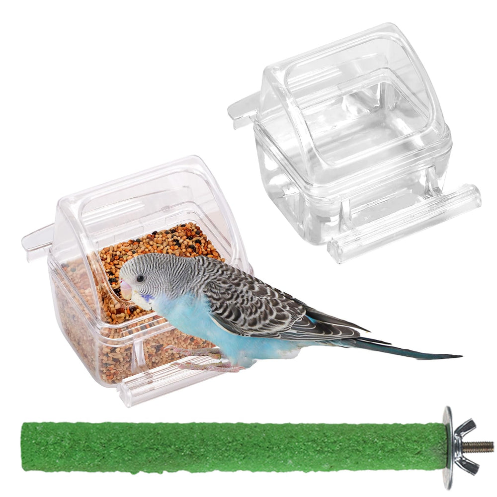 IBWell clear water bowl 2-pack for parakeets lets you monitor hydration clearly.
