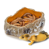 IBWell reptile food dish with stone texture blends into terrarium for durable daily use