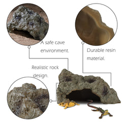 IBWell Resin Leopard Gecko Hide entrance detail reveals safe, smooth edges for curious reptiles.