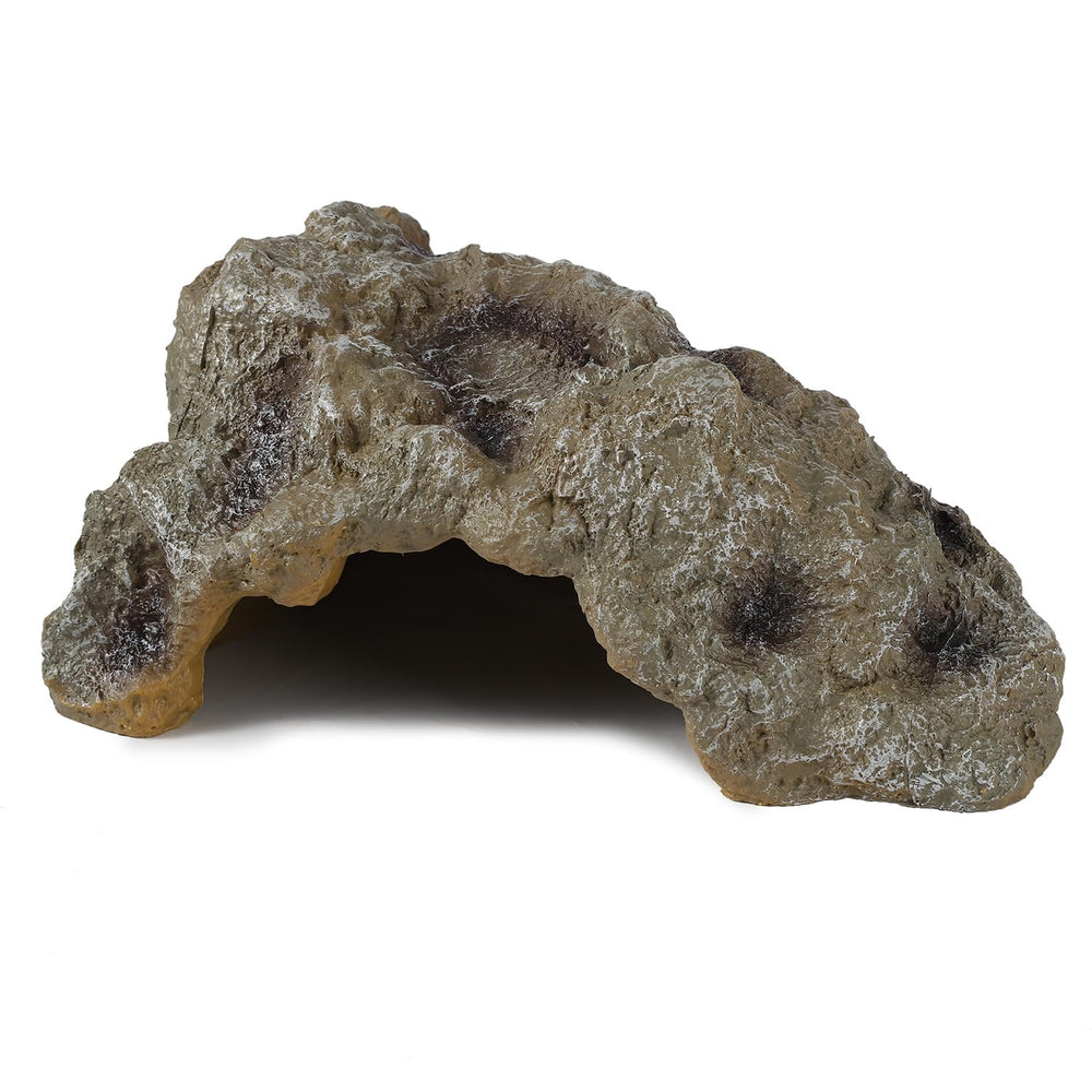 IBWell resin leopard gecko hide rock cave provides secure retreat in terrarium.