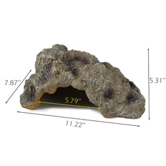 IBWell resin leopard gecko hide blends with natural tank decor for camouflaged hiding.