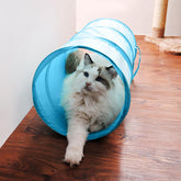 iCAGY cat tunnel sky blue 20in open offers interactive play and cozy hideaway.
