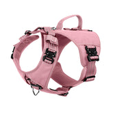 ICEFANG GN8 pink front view shows rugged metal buckles for secure control during walks