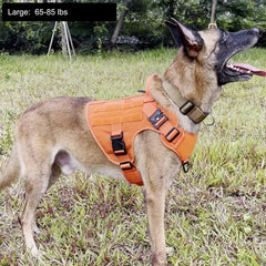 ICEFANG Tactical Dog Harness Large Orange Front View shows secure front leash clip for controlled walking