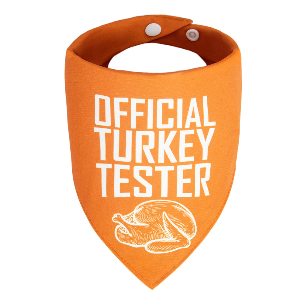 ICEMOOD Turkey Tester bandana front view with festive print for Thanksgiving celebrations.