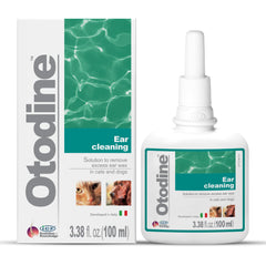 ICF Otodine bottle pour shows deep ear cleaning action for pets.