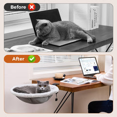 ICOHOT Cat Desk Bed folds 90 degrees to save desk space