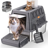 ICYAIR XXXL stainless steel litter box with lid for privacy and odor containment.