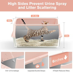 ICYAIR stainless steel litter box interior with non-stick surface for easy cleaning