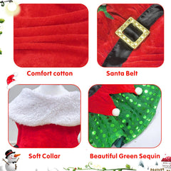 Idepet Christmas dog dress knitted glitter bottom adds sparkle