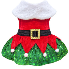 Idepet Christmas dog dress red santa top highlights festive holiday photos