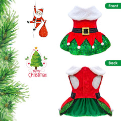 Idepet Christmas dog dress soft plush top keeps pets cozy