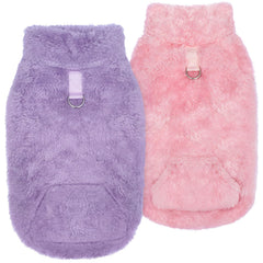 Idepet fleece dog sweater vest pink pocket for cozy daily walks