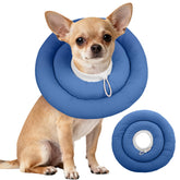 IDOMIK dog recovery collar soft cone navy-s showing gentle protection while drinking