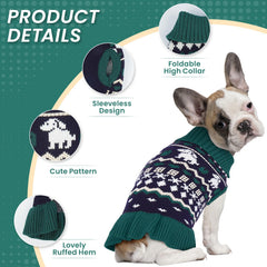 IDOMIK small dog sweater dress side view highlights flexible knit for easy movement.
