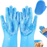 IDQQUQQ dog washing gloves closeup on hands showing secure grip for bath time.