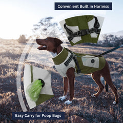 IECOii dog jacket side view demonstrates snug, adjustable strap fit for busy pups.