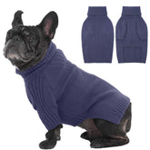 IECOii dog sweater blue pullover front view for medium dogs in winter warmth