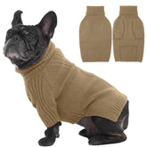 IECOii dog sweater camel front view for medium dogs keeps warmth on winter walks.