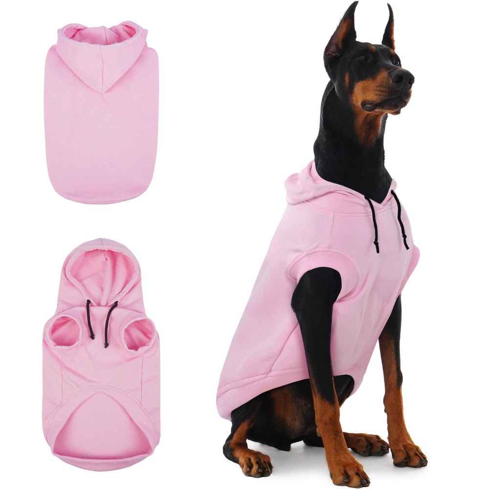 IECOii dog sweatshirt 2XL pink front view for easy-pull, roomy fit