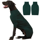IECOii 4XL green dog sweater front view for giant breeds warmth