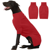 IECOii extra large dog sweater 4XL red front view shows warm, snug comfort for giant breeds.