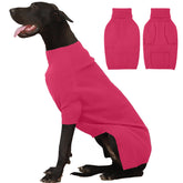 IECOii extra-large dog sweater rose red front view for cozy winter warmth