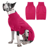 IECOii Great Dane Sweater front view in rose red showing easy on-off warmth for winter.
