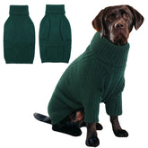 IECOii XL dog sweater green model wearing for warm winter wear
