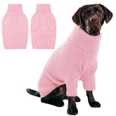 IECOii XL Dog Sweater pink front view keeps large dogs cozy during winter walks