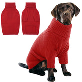 IECOii XL dog sweater red front view shows warm knit for large dogs.