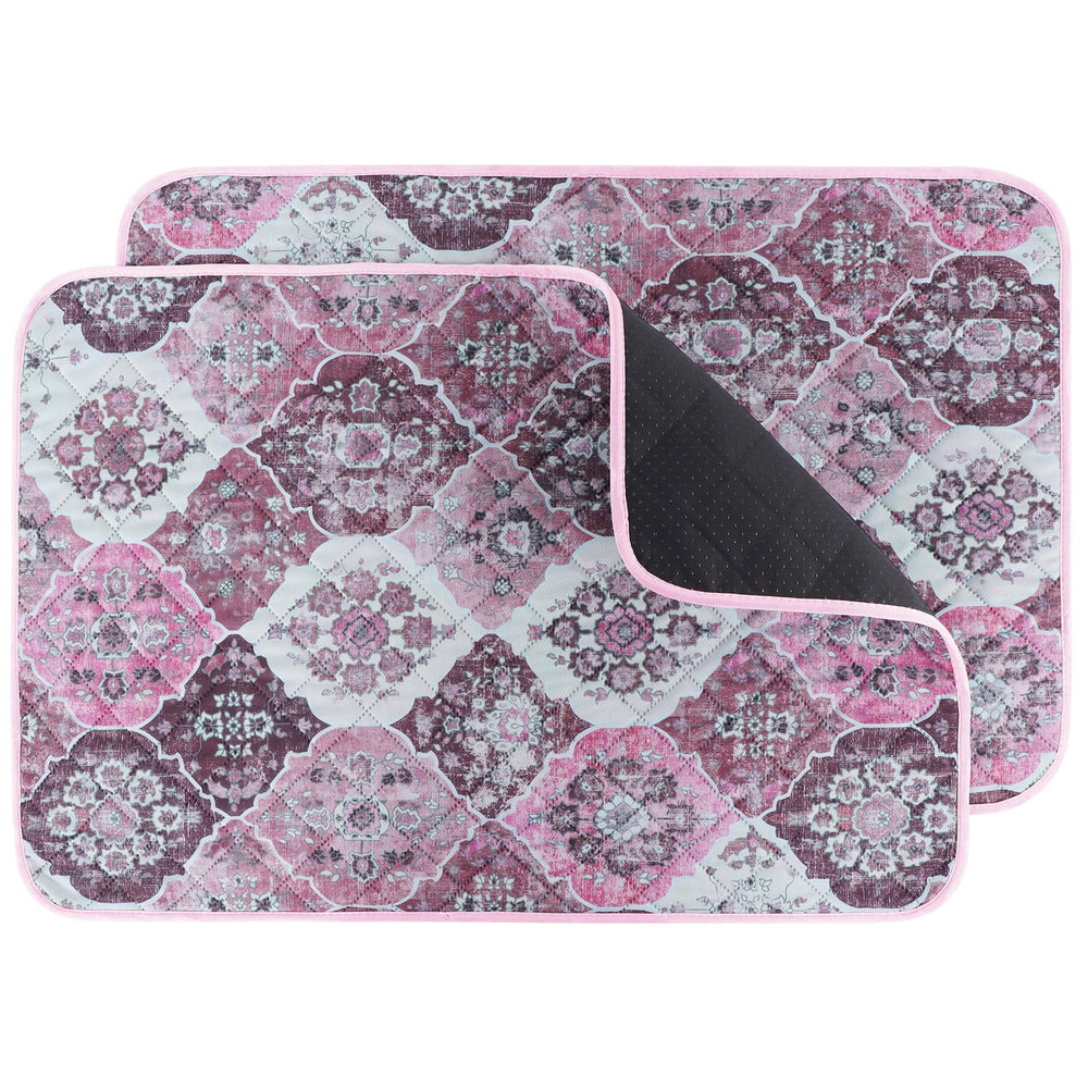 IEUUMLER washable dog pee pad with pink bohemian print for comfortable training sessions.