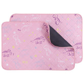 IEUUMLER washable pee pad pink dinosaur design, 24x18 inches, two-pack for potty training and playpen.