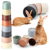 Iffitya bunny-stacking-cups in a colorful arrangement for interactive play and enrichment.