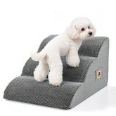 IFNOW dog stairs 3-step side view showcasing gentle slope for easy sofa access.