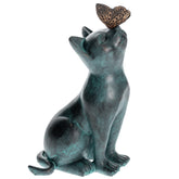 iHeartCats Cat Memorial Figurine with Butterfly on the nose, ideal for garden memorials.