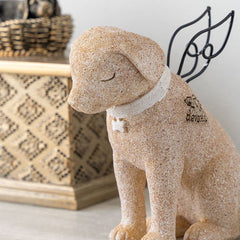 iHeartDogs dog memorial angel figurine wings closeup emphasizes the angelic detail for tribute.