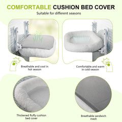 IHMIHM large-cat cushion bed cover closeup emphasizes plush, washable comfort