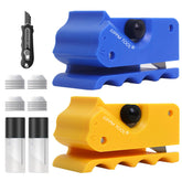 IIJPPM 2pcs cardboard cutter with ergonomic handle in yellow and blue for precise DIY cat scratchers