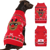 IKIPUKO Christmas dog sweater front view shows festive warmth for large dogs