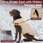 IKIPUKO large dog jacket front view reveals warm fleece lining for cold days
