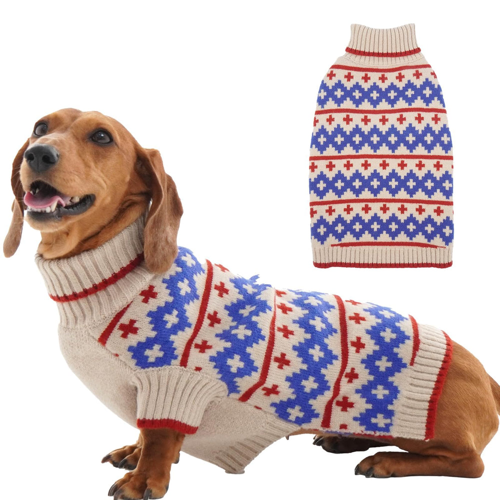 IKIPUKO Large Dog Sweater apricot front view shows cozy warmth for chilly walks